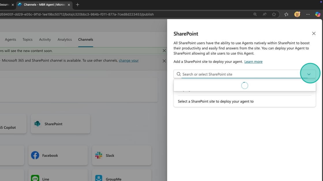 Select the SharePoint Site