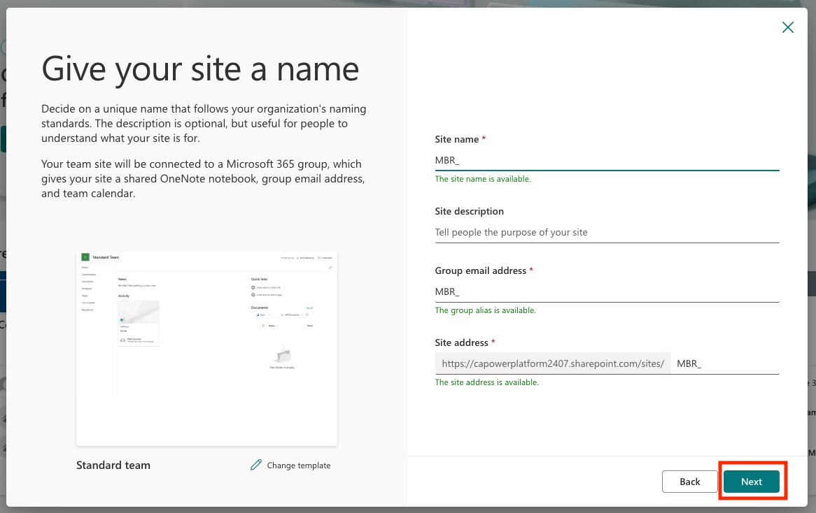 Create Site