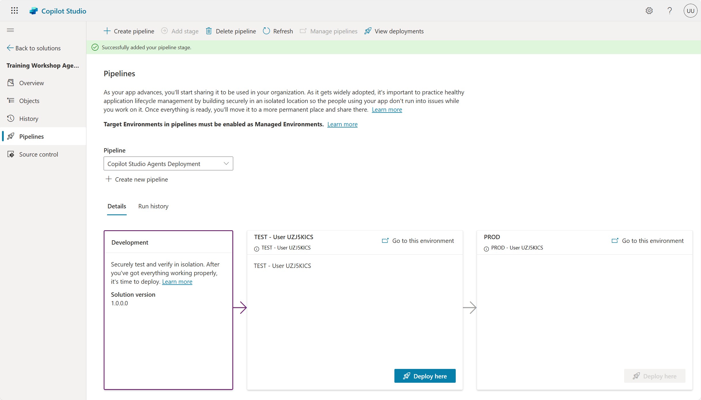 Pipeline configuration