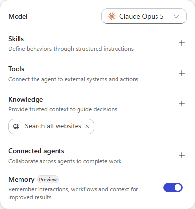 Memory enabled in the component rail