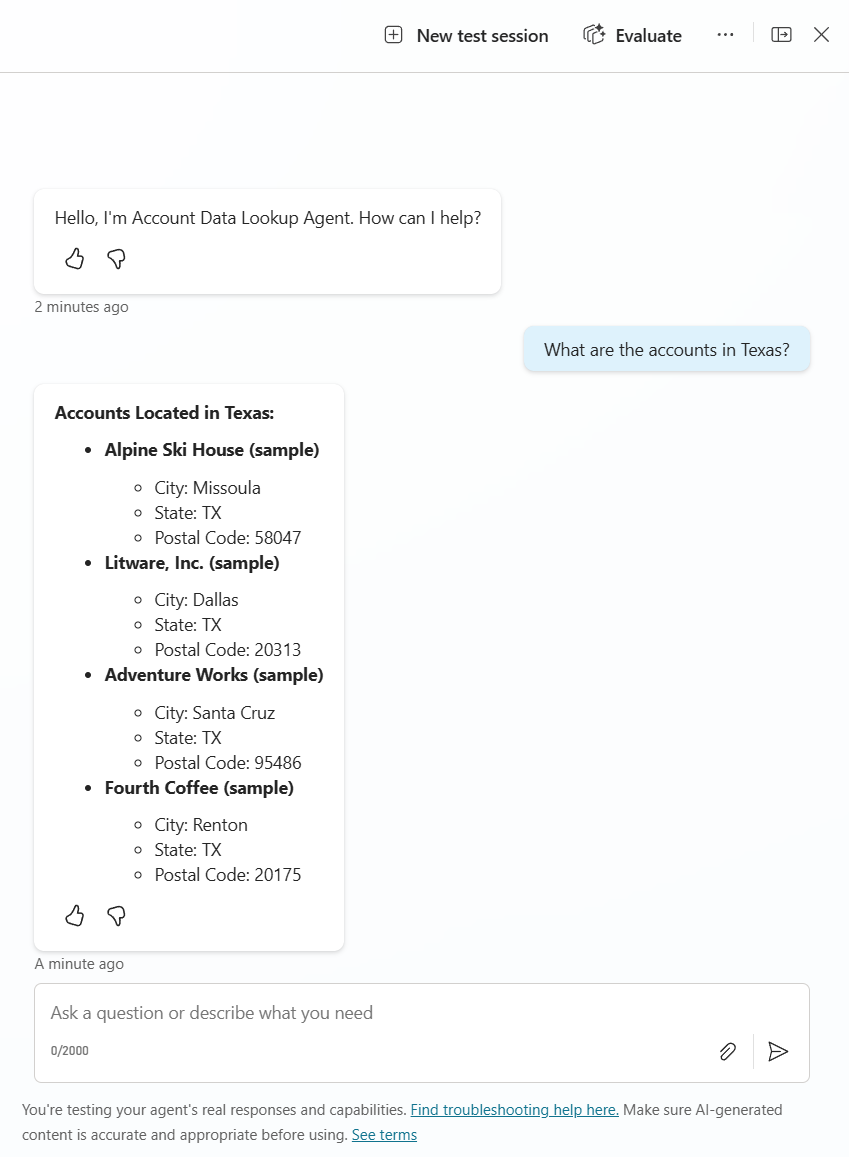 Test Account Lookup
