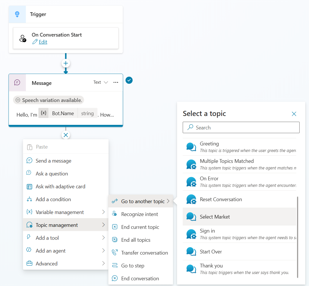 Add Node to Conversation Start