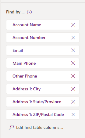 Add Account Searchable Columns