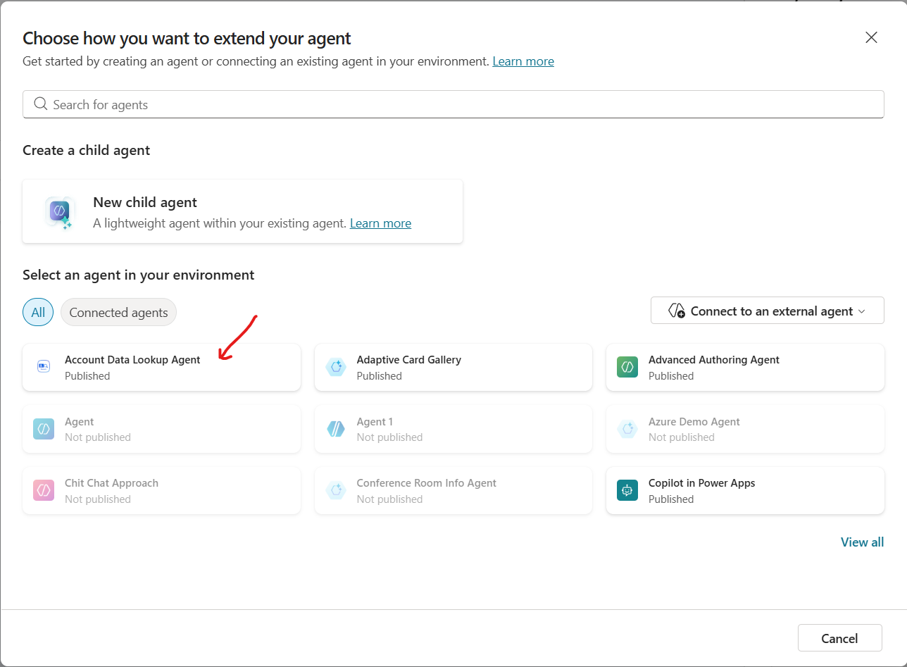 Select Connected Agent