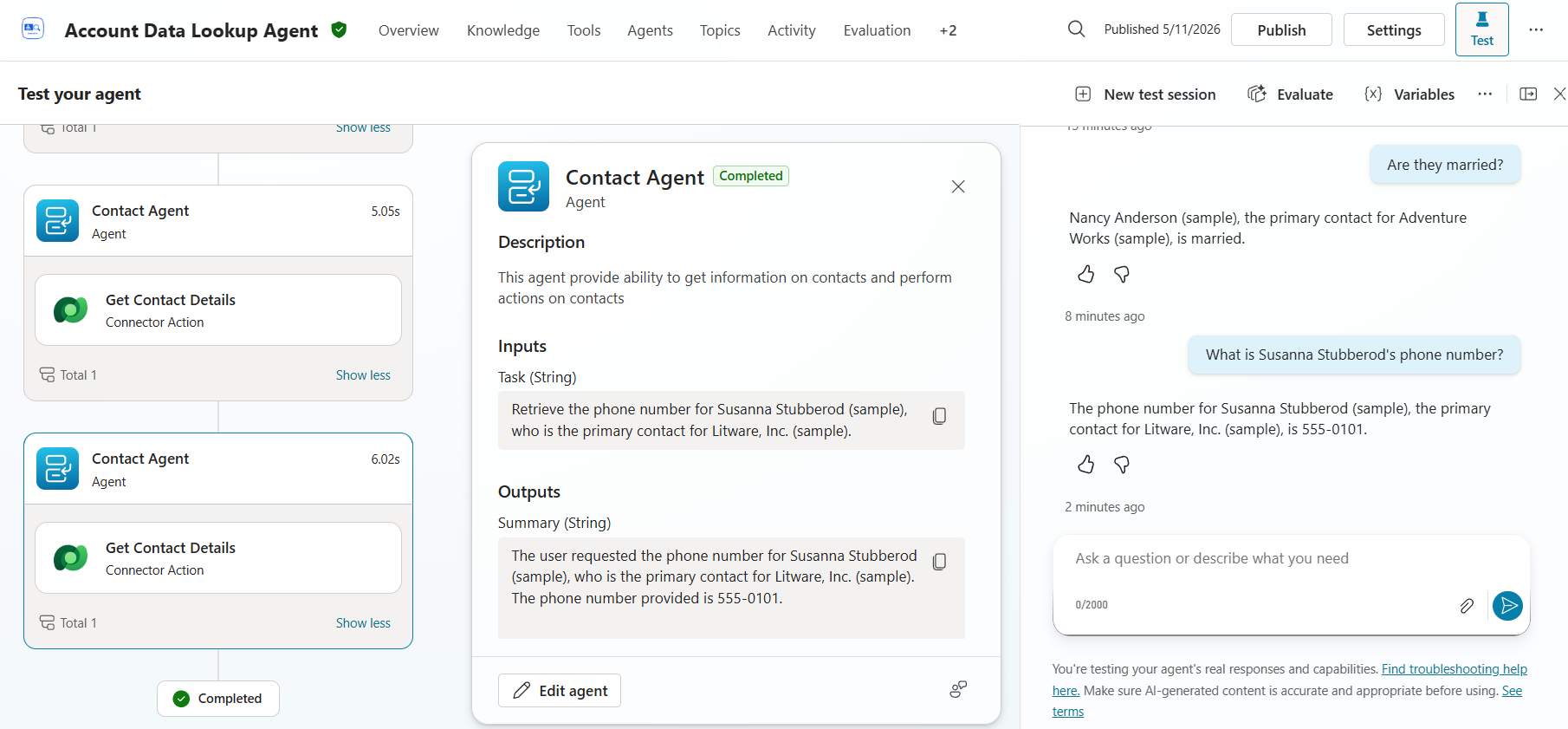 Activity tracker — direct dispatch to Contact Agent for Susanna Stubberod's phone number
