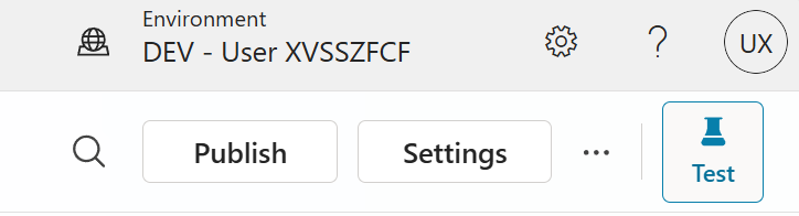 Settings button in the agent's top toolbar