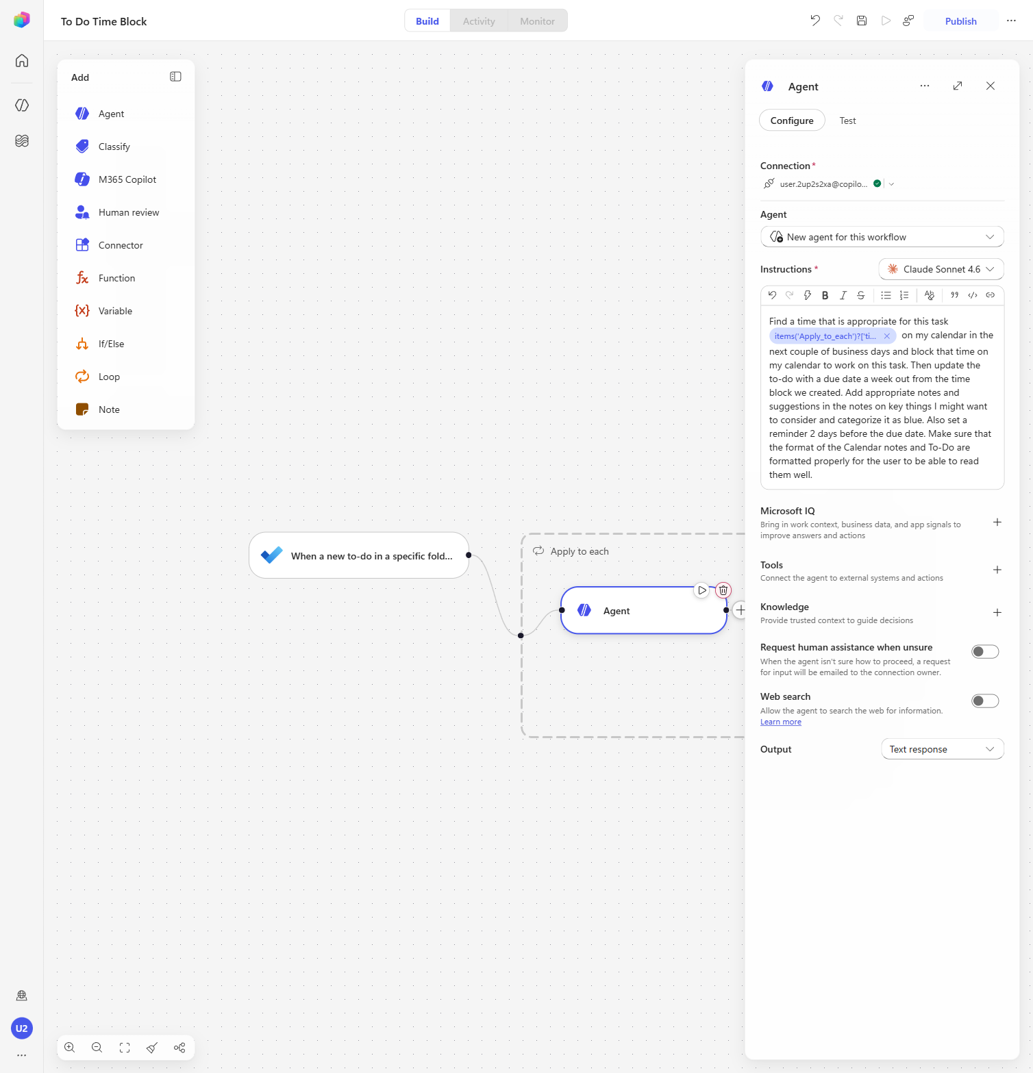 The completed agent instructions with the Title token inserted inline