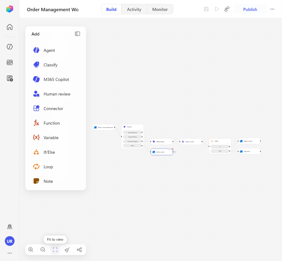 The Customer Inquiry branch selected from the Classify node