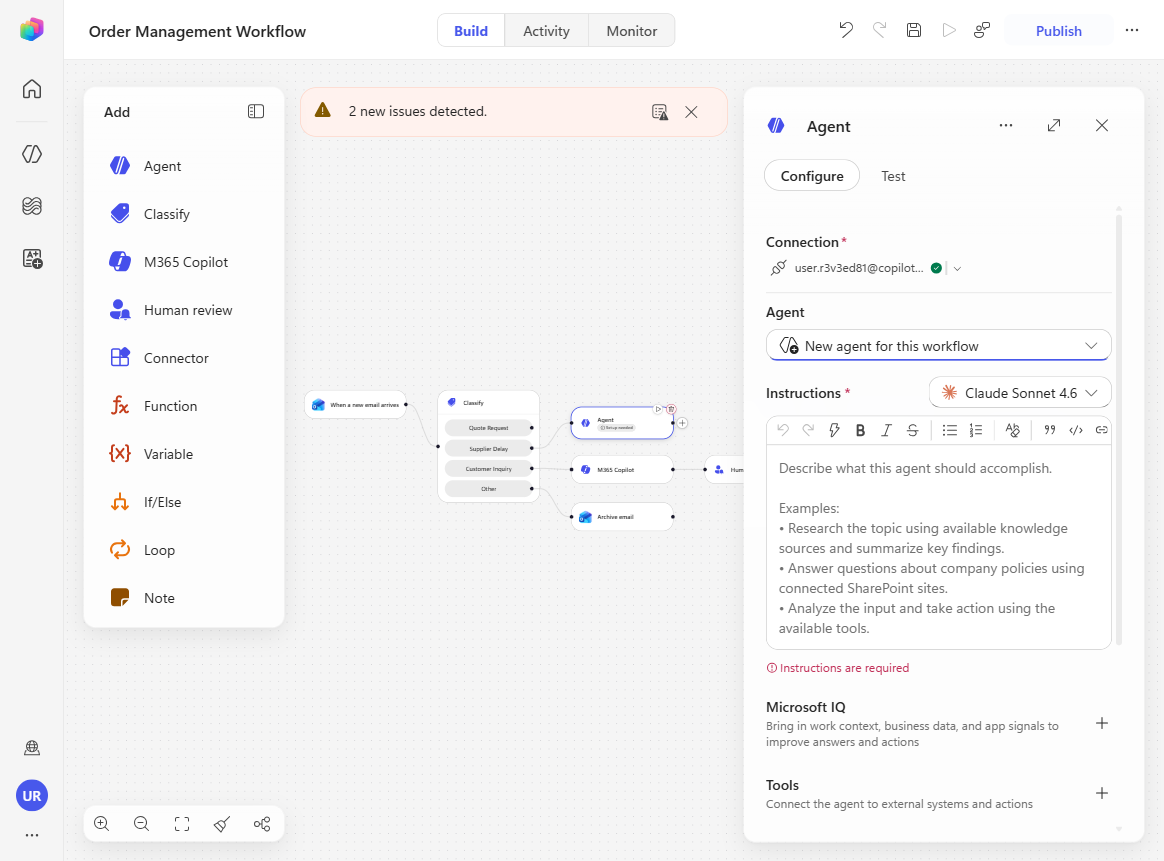 The expanded agent configuration renamed to Inventory Task Agent