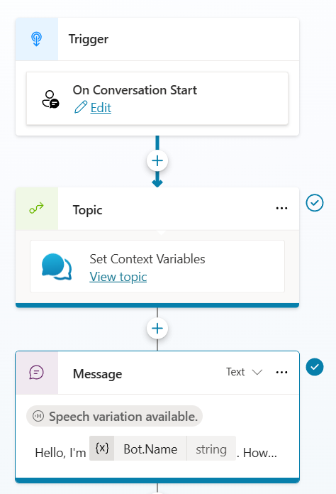 Conversation Start redirecting to context variables