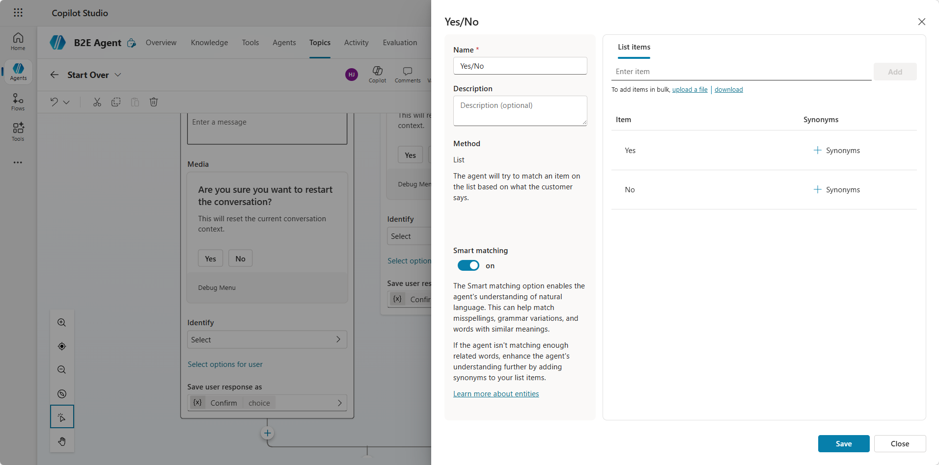 Start Over Adaptive Card in Studio