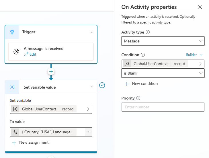 Context variables trigger