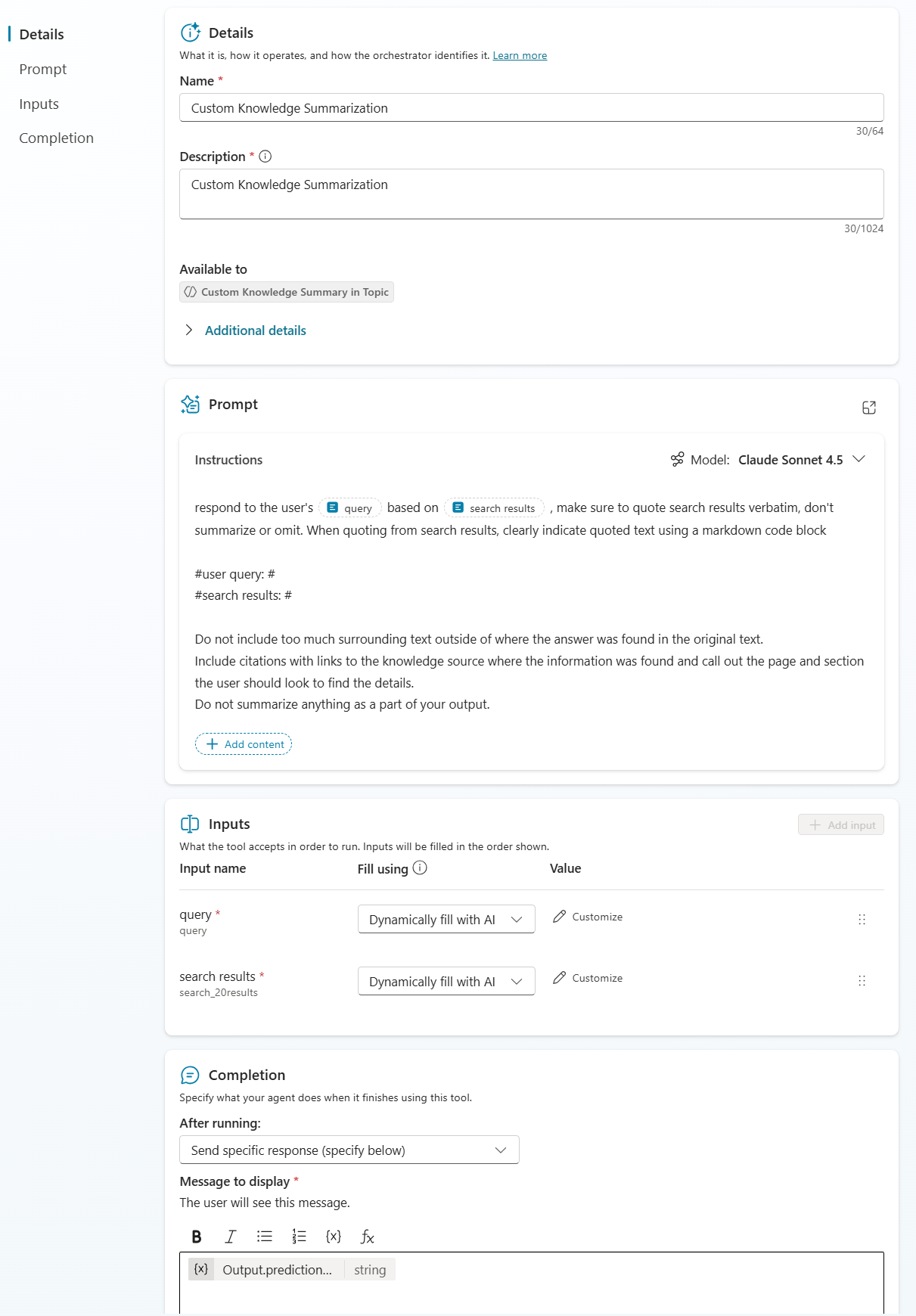 Custom Summarization Prompt