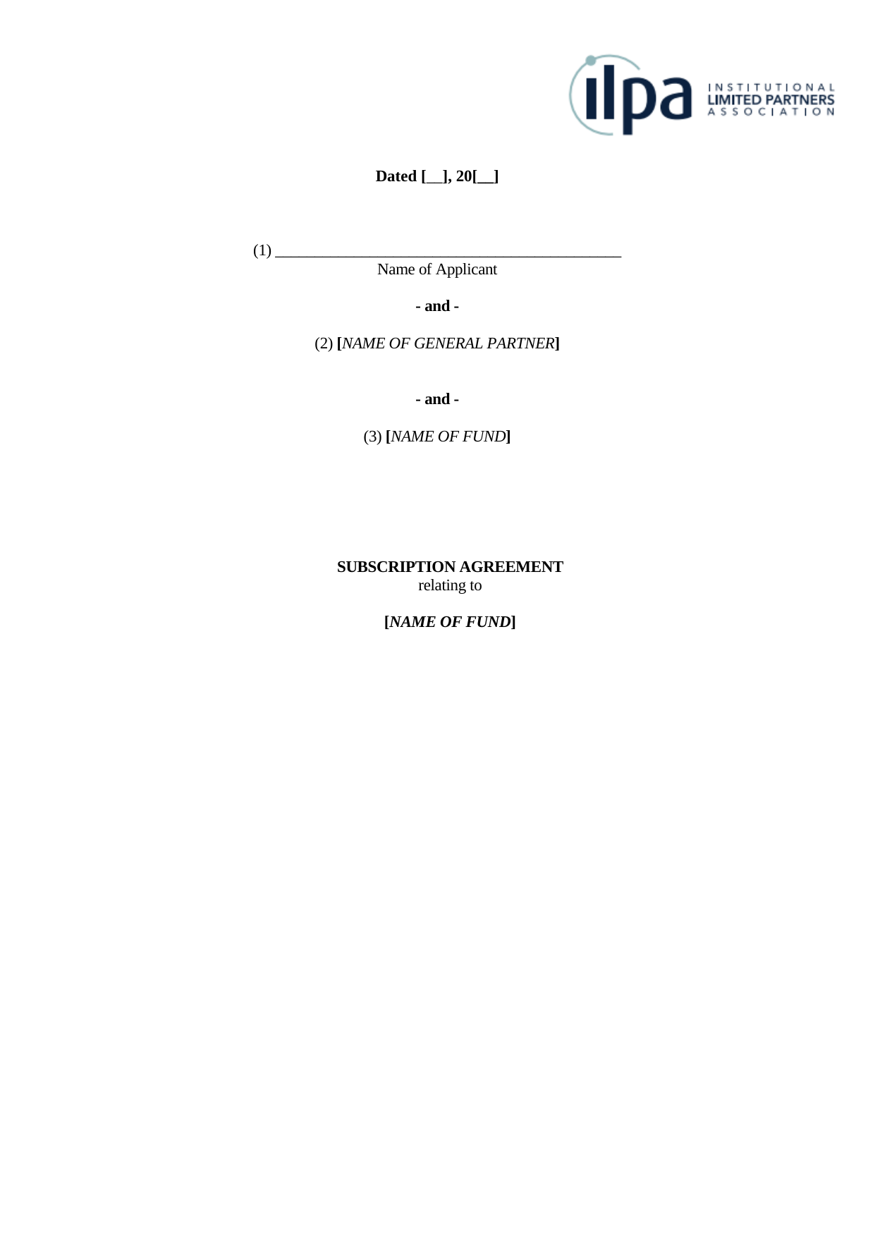 Subscription Agreement Form