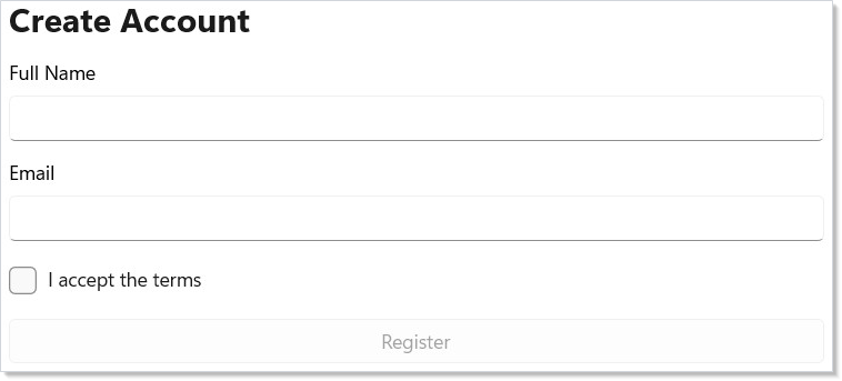 Accessible registration form