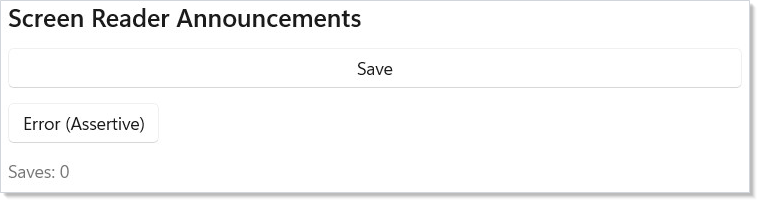 Screen reader announcement