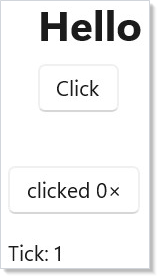 Cheat-sheet vignettes — Hello, State, Effect