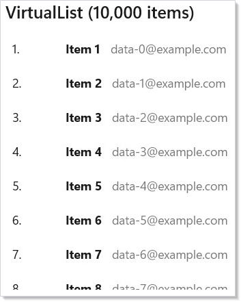 VirtualList with 10,000 items