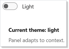 Theme toggle with light and dark panels