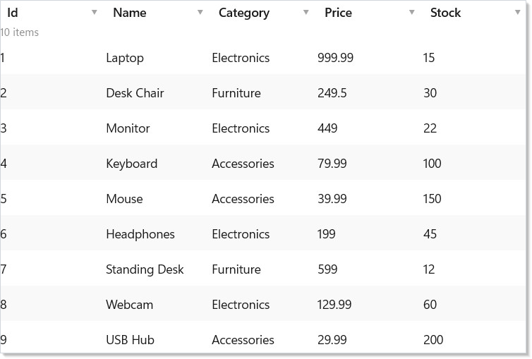 DataGrid with auto-generated columns