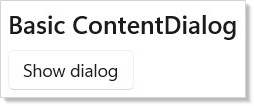 Basic ContentDialog with one button