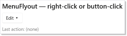 MenuFlyout with submenu and separators