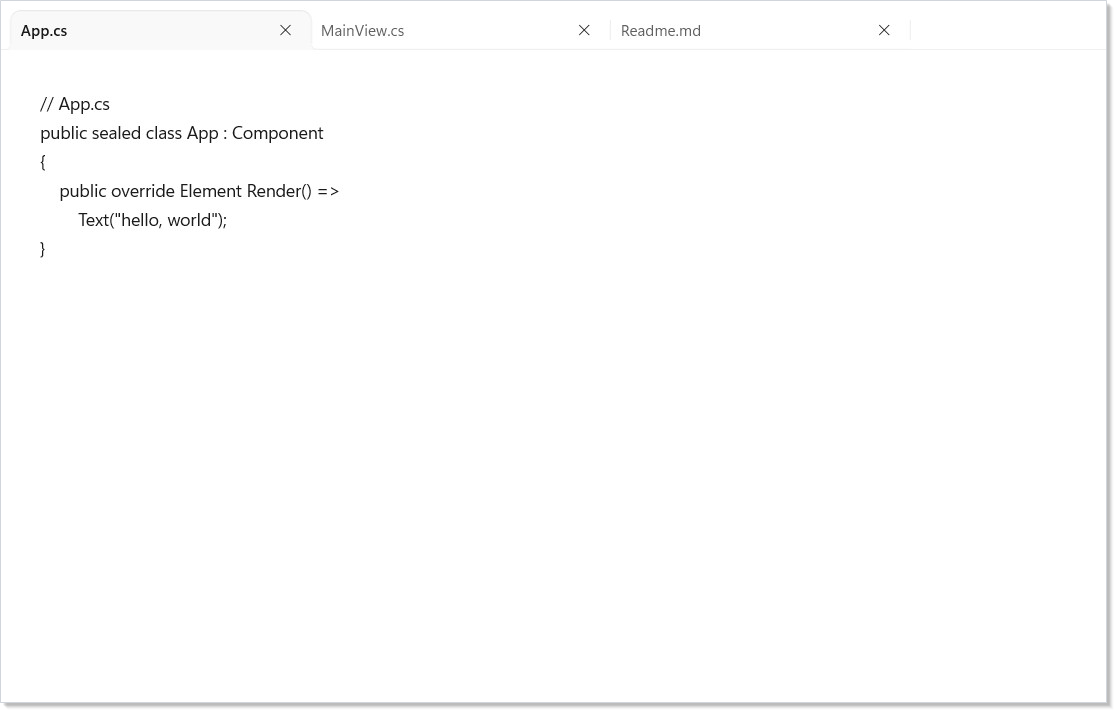 Three editor tabs in a single dock tab group