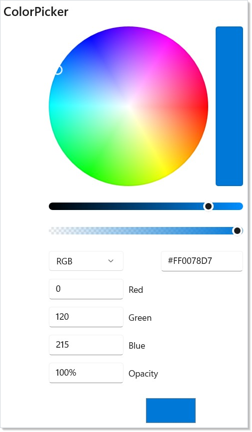 ColorPicker with alpha and hex input
