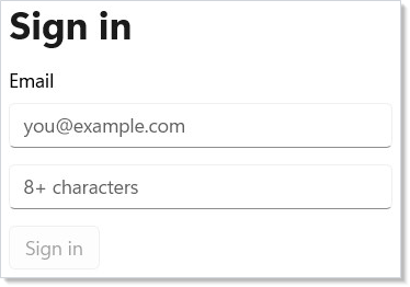 Login form with inline validation