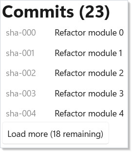 Paginated list after two pages and a Load More button