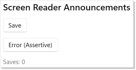 Screen reader announcement