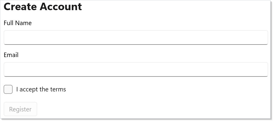 Accessible registration form