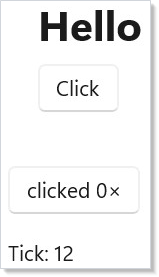 Cheat-sheet vignettes — Hello, State, Effect