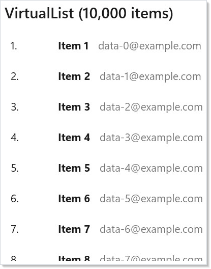 VirtualList with 10,000 items