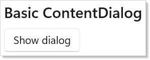 Basic ContentDialog with one button