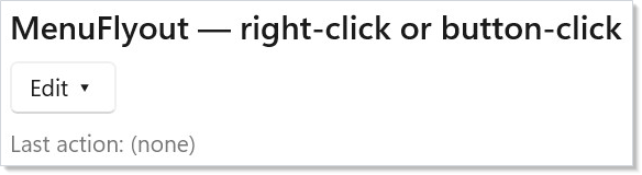 MenuFlyout with submenu and separators