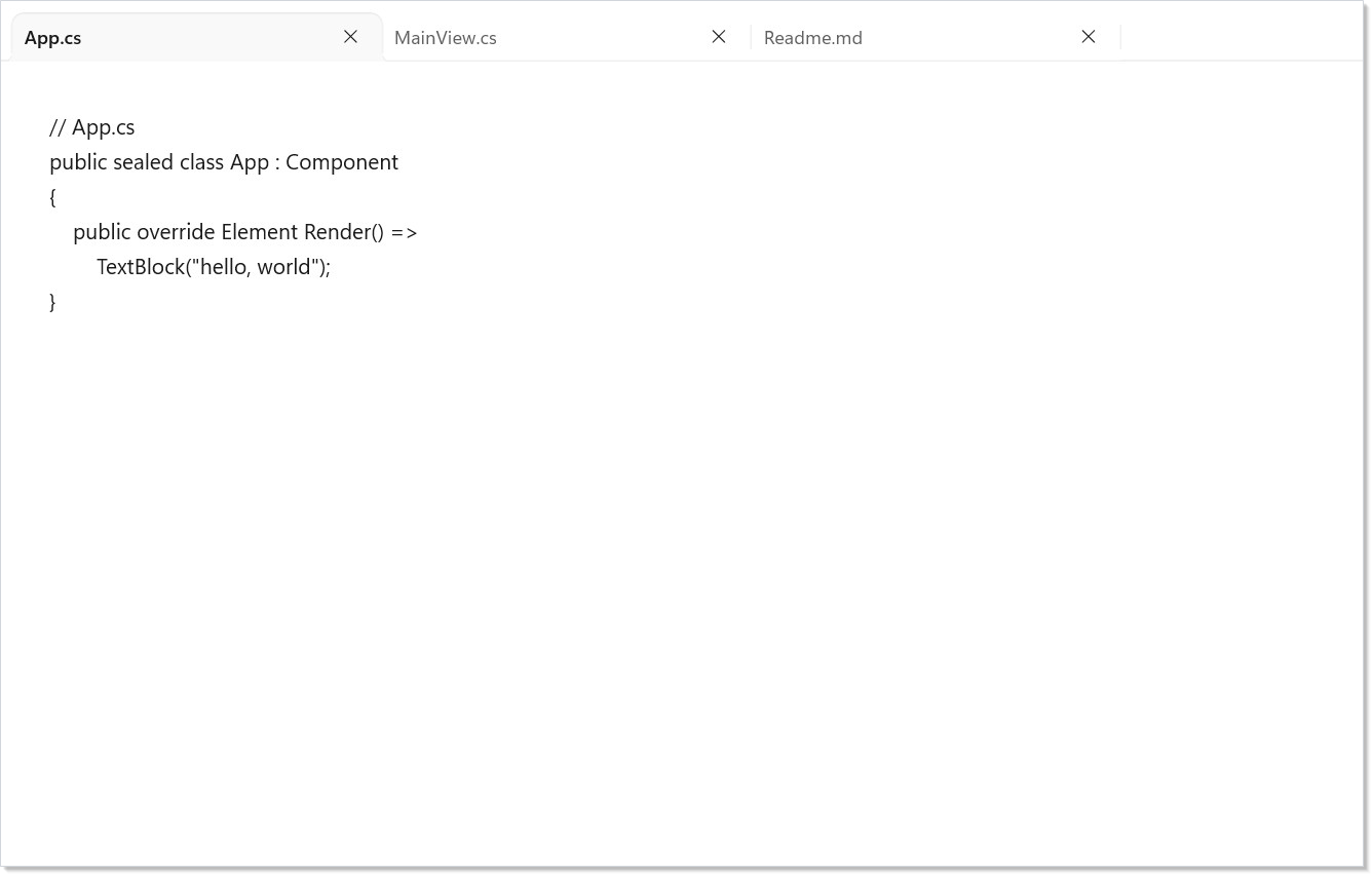 Three editor tabs in a single dock tab group