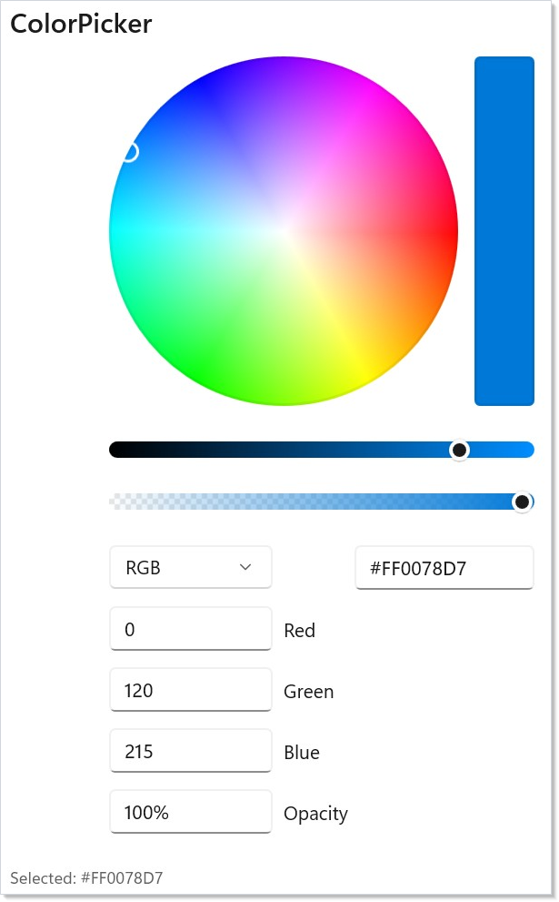 ColorPicker with alpha and hex input
