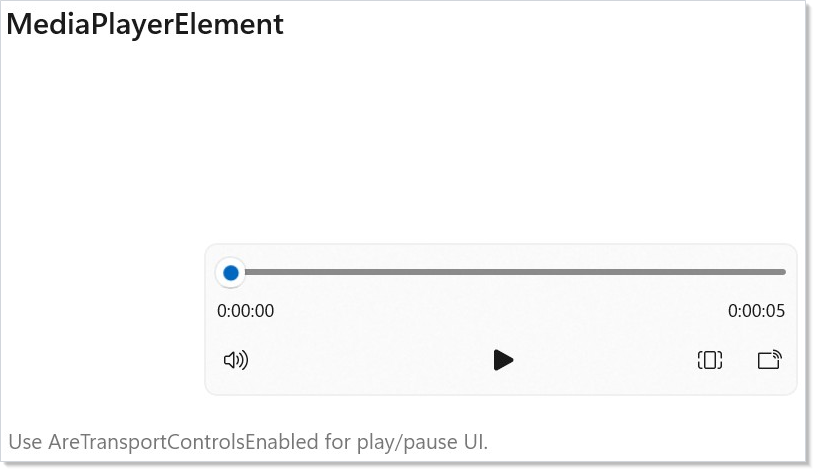 MediaPlayerElement with transport controls