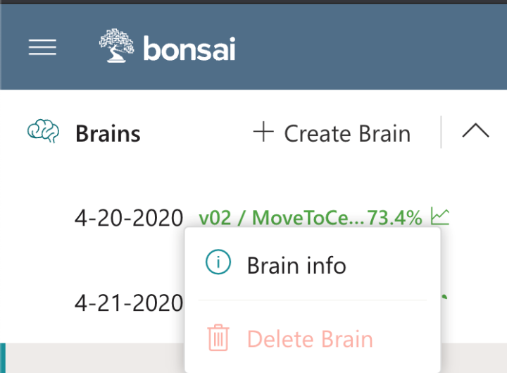 right-click context menu for a brain