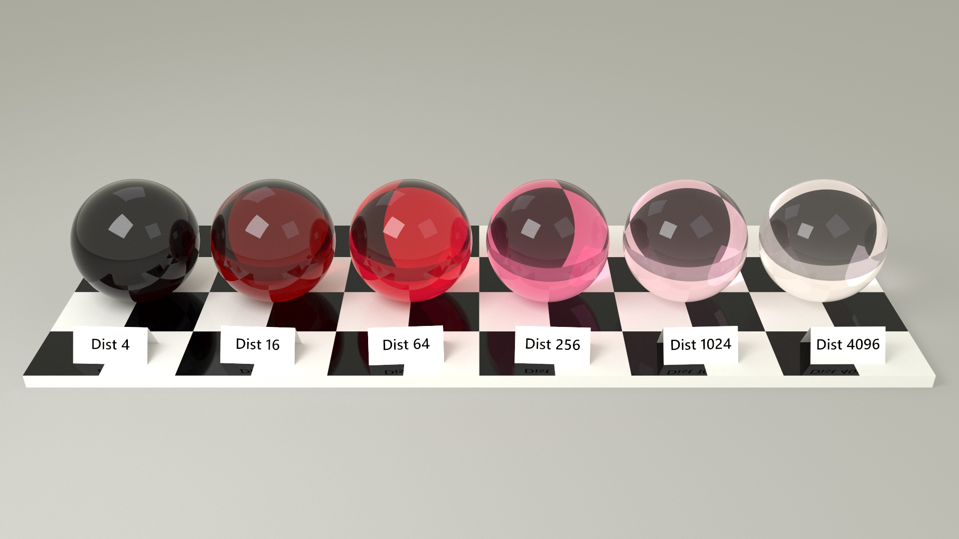 Crimson glass spheres with varying fill distance