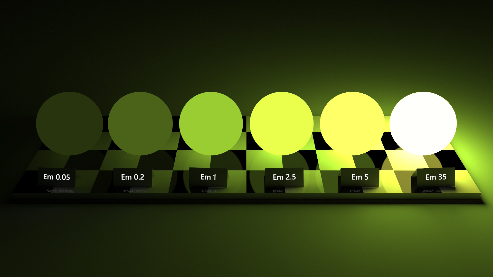 Emissive spheres with varying emission