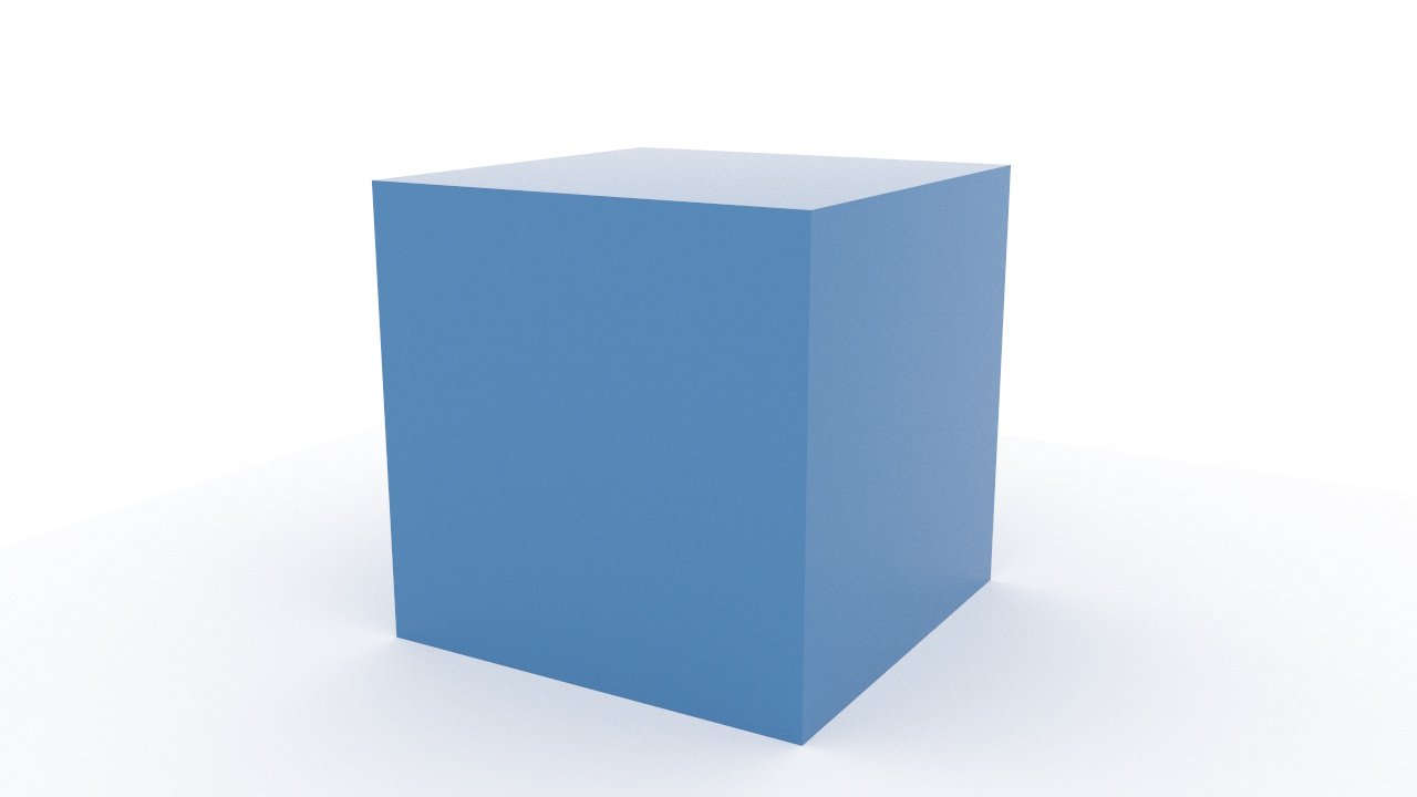 Rendered result — a cube on a white ground plane