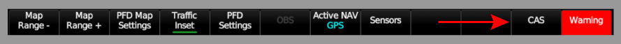 PFD Softkey CAS Controls