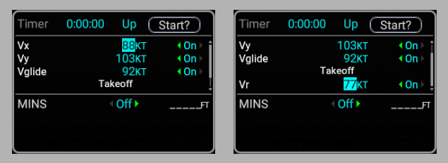 Timer/Ref Menu V-Speeds