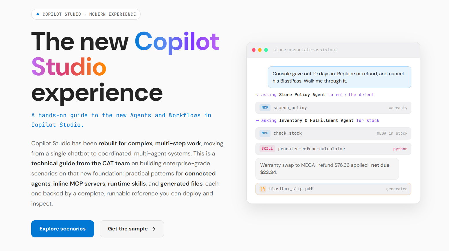 Copilot Studio 기술 가이드 미니사이트