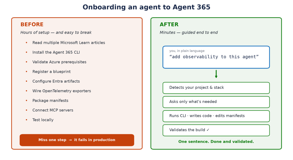 Agent 365 Skills를 통한 온보딩 화면