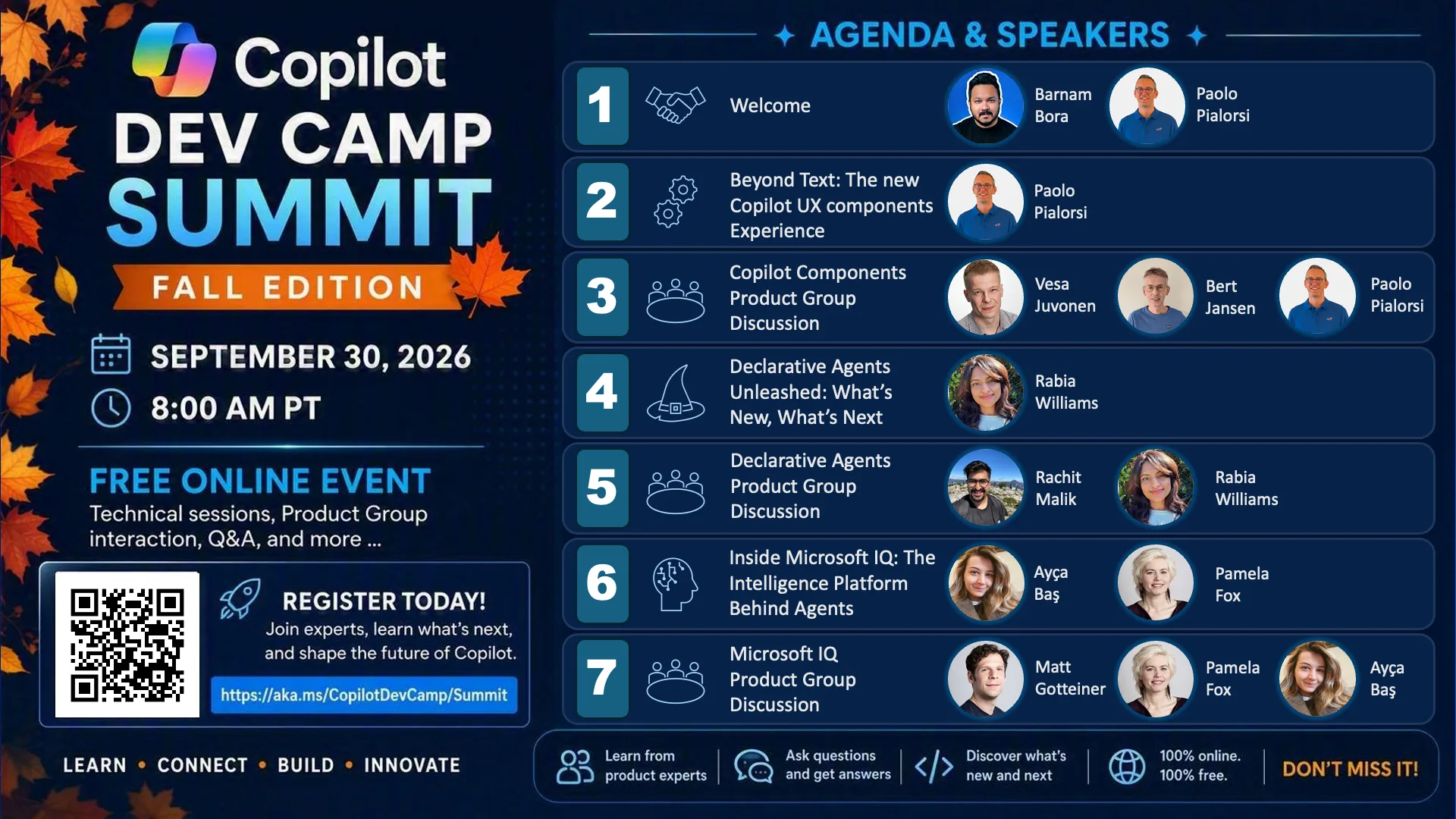 Copilot Dev Camp Summit Fall Edition 2026 행사 의제