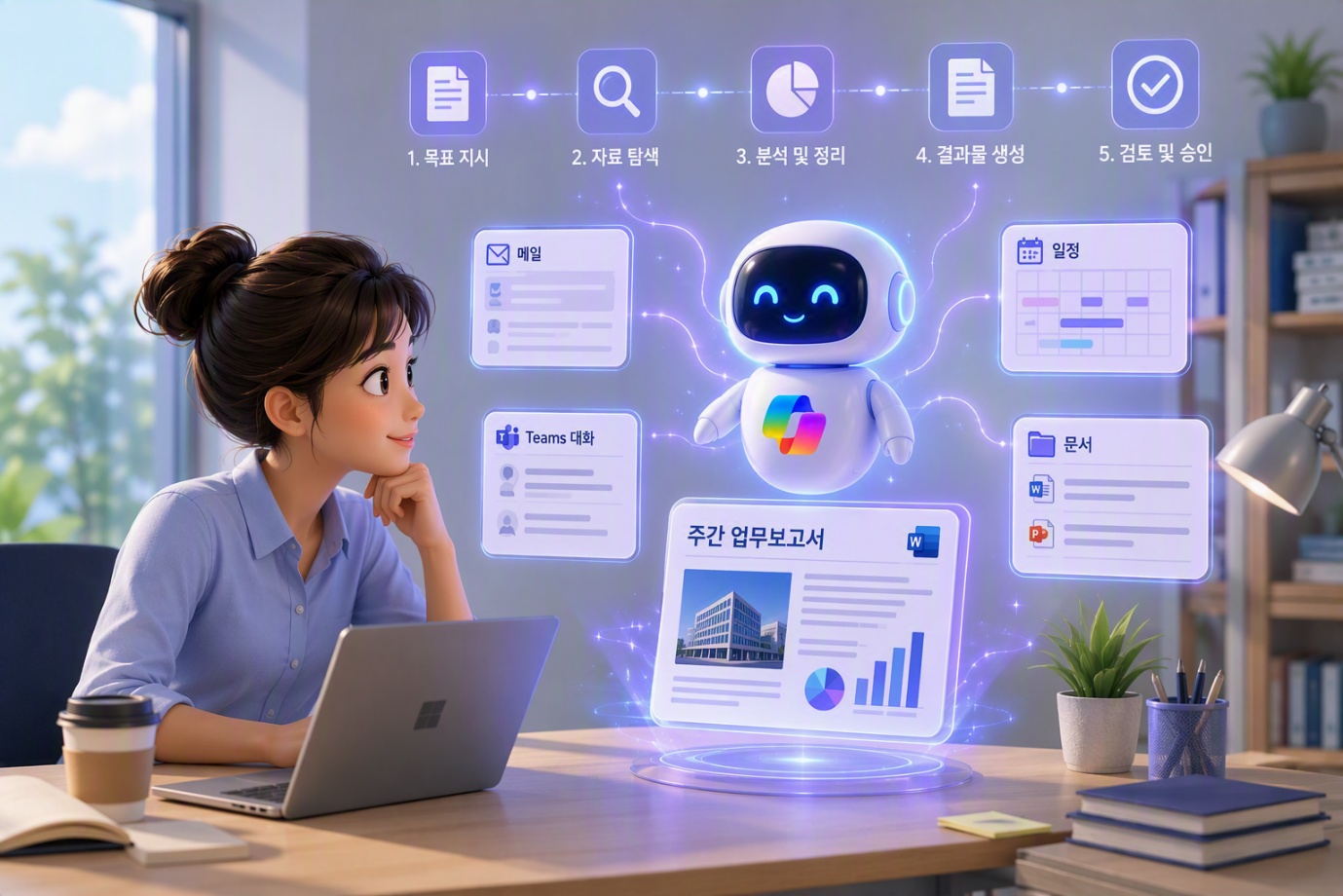 Copilot Cowork 실행 과정 화면