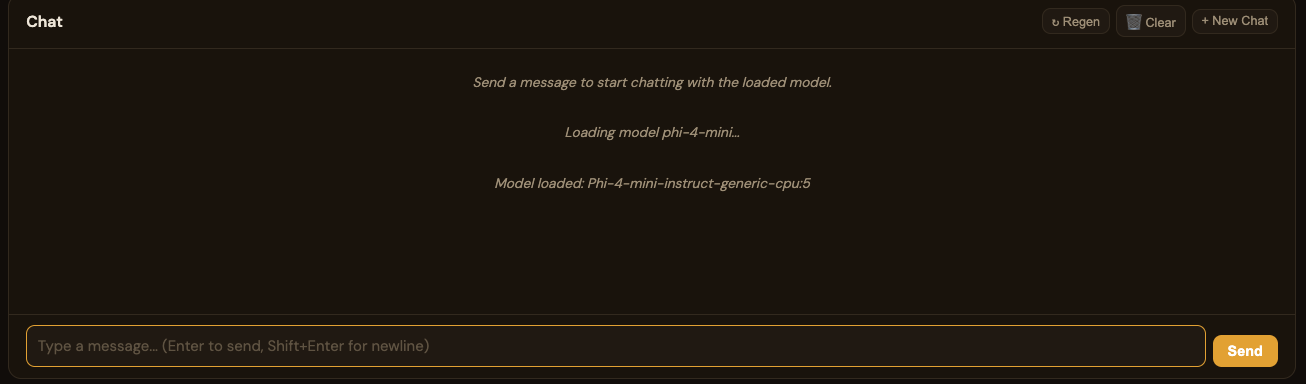 Foundry Local chat — sending a message